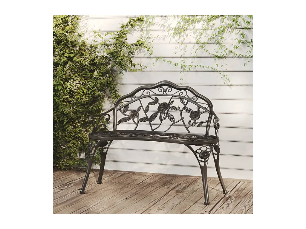 Panca da giardino 100 cm Fusione di alluminio Nero