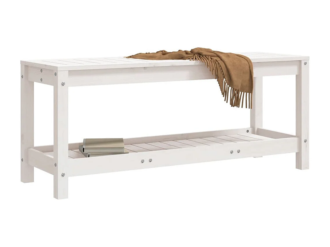 Banc de jardin blanc 108x35x45 cm bois massif de pin