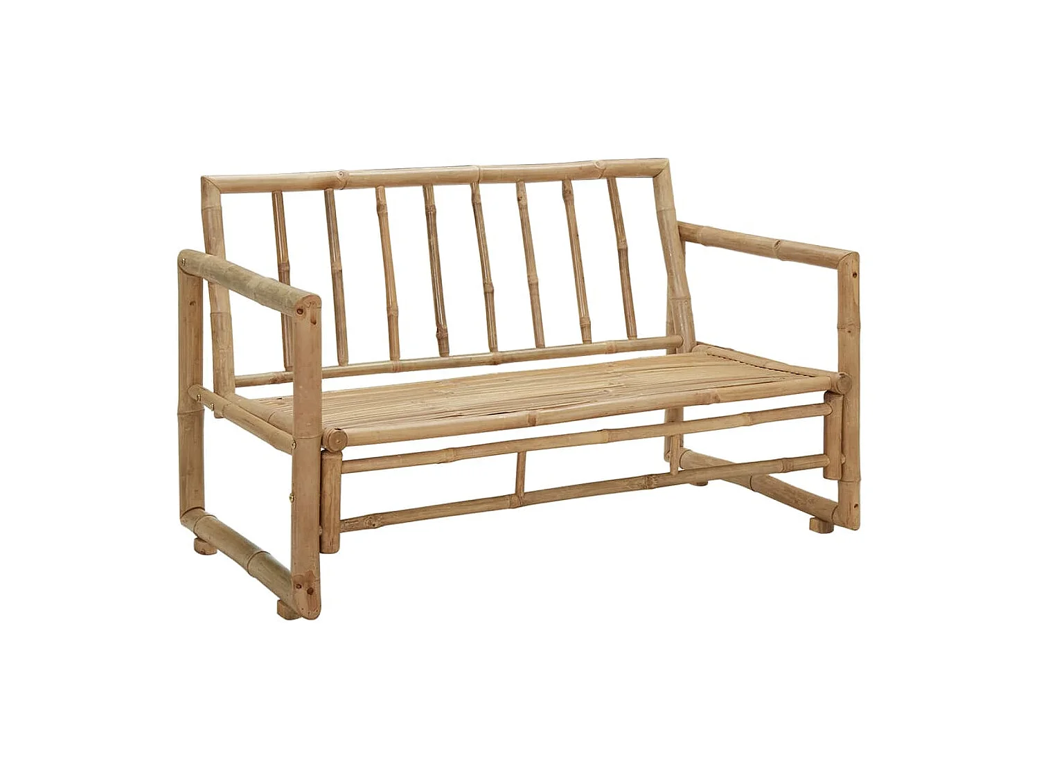 Canapé de jardin à 2 places avec coussins Bambou