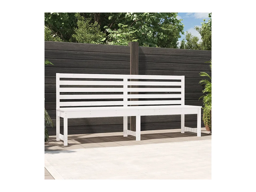 Banc de jardin blanc 201,5 cm bois massif de pin