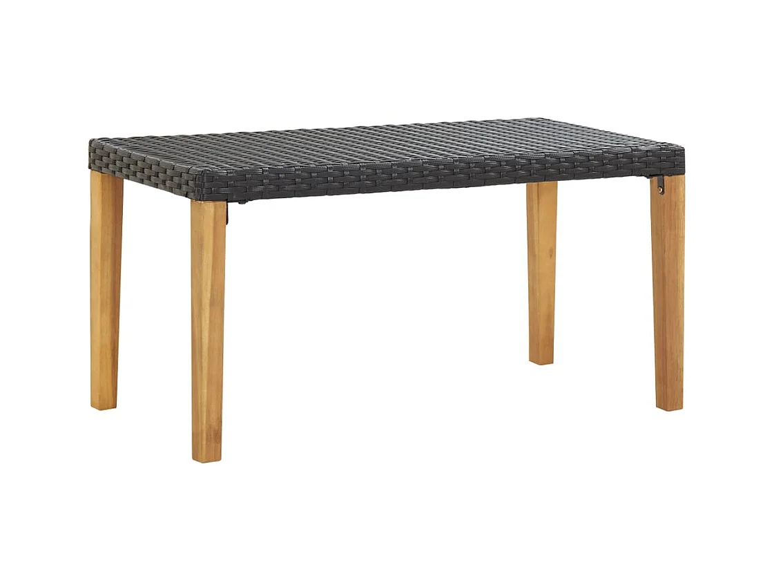 Banc de jardin 120 cm Noir Résine tressée et bois d'acacia