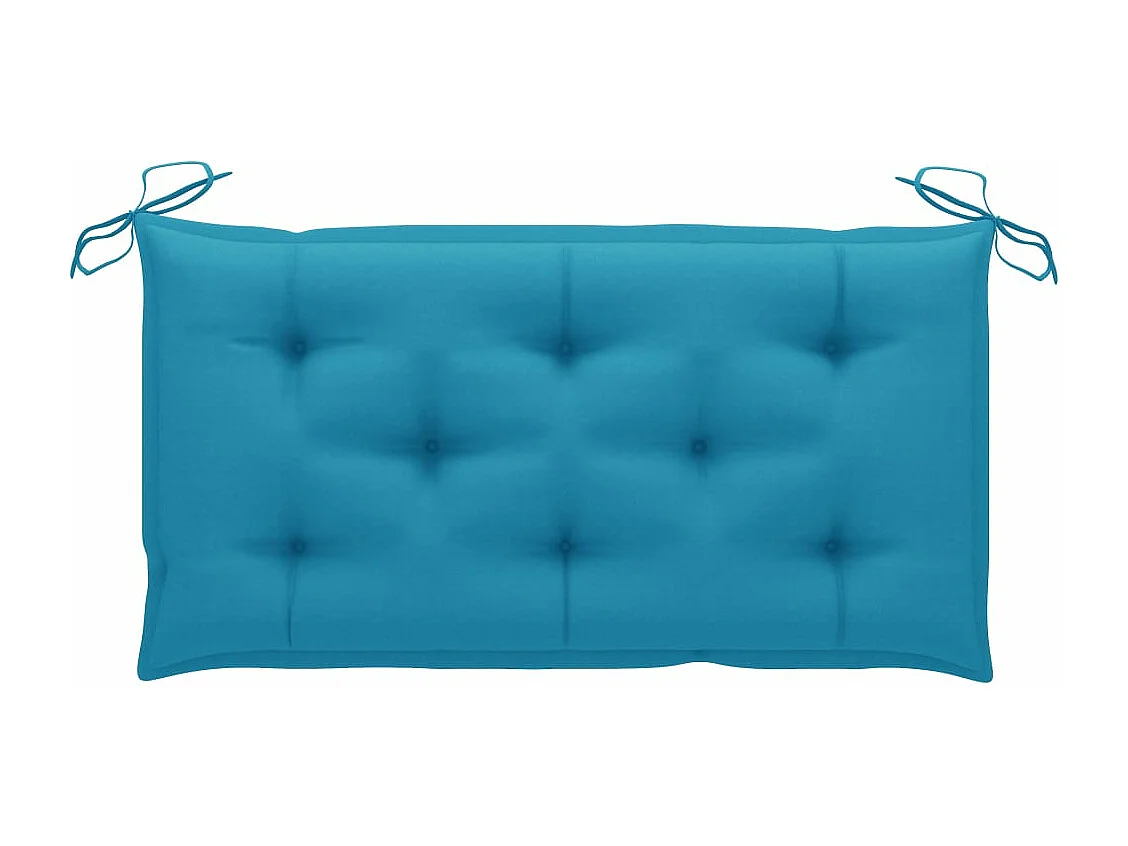 Banco de jardim com almofada azul claro 112 cm madeira teca