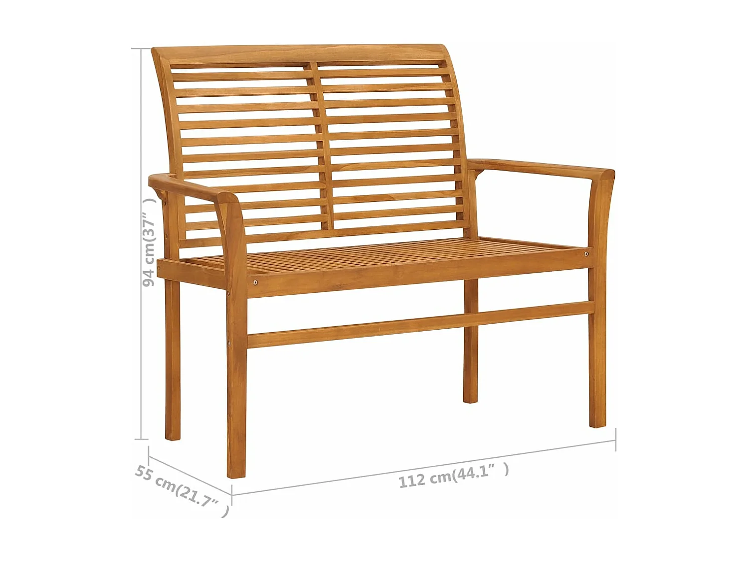 Banco de jardim com almofada azul claro 112 cm madeira teca