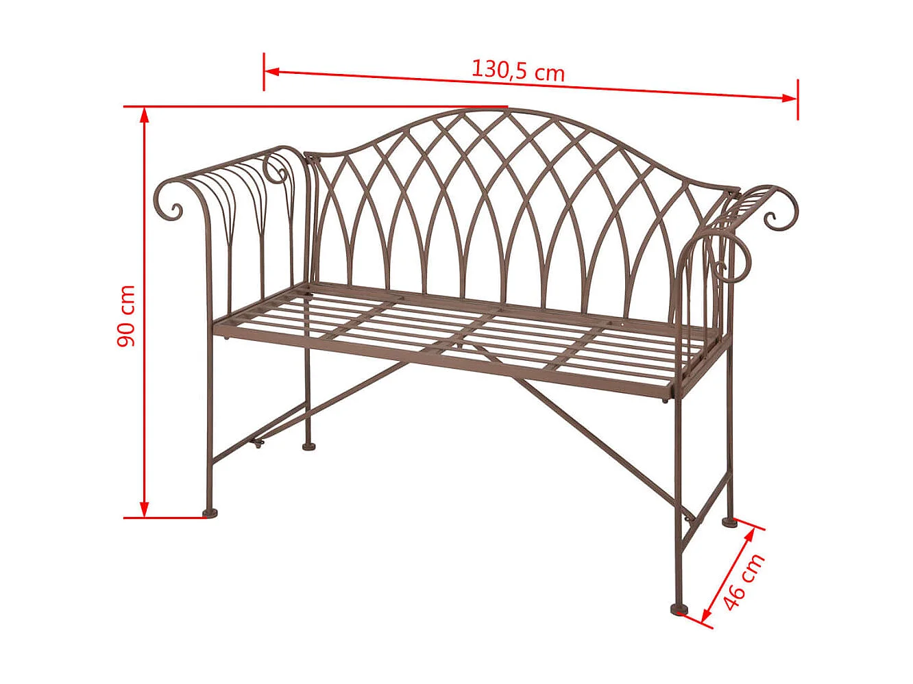 Esschert Design Banc de jardin métal de style anglais ancien MF009