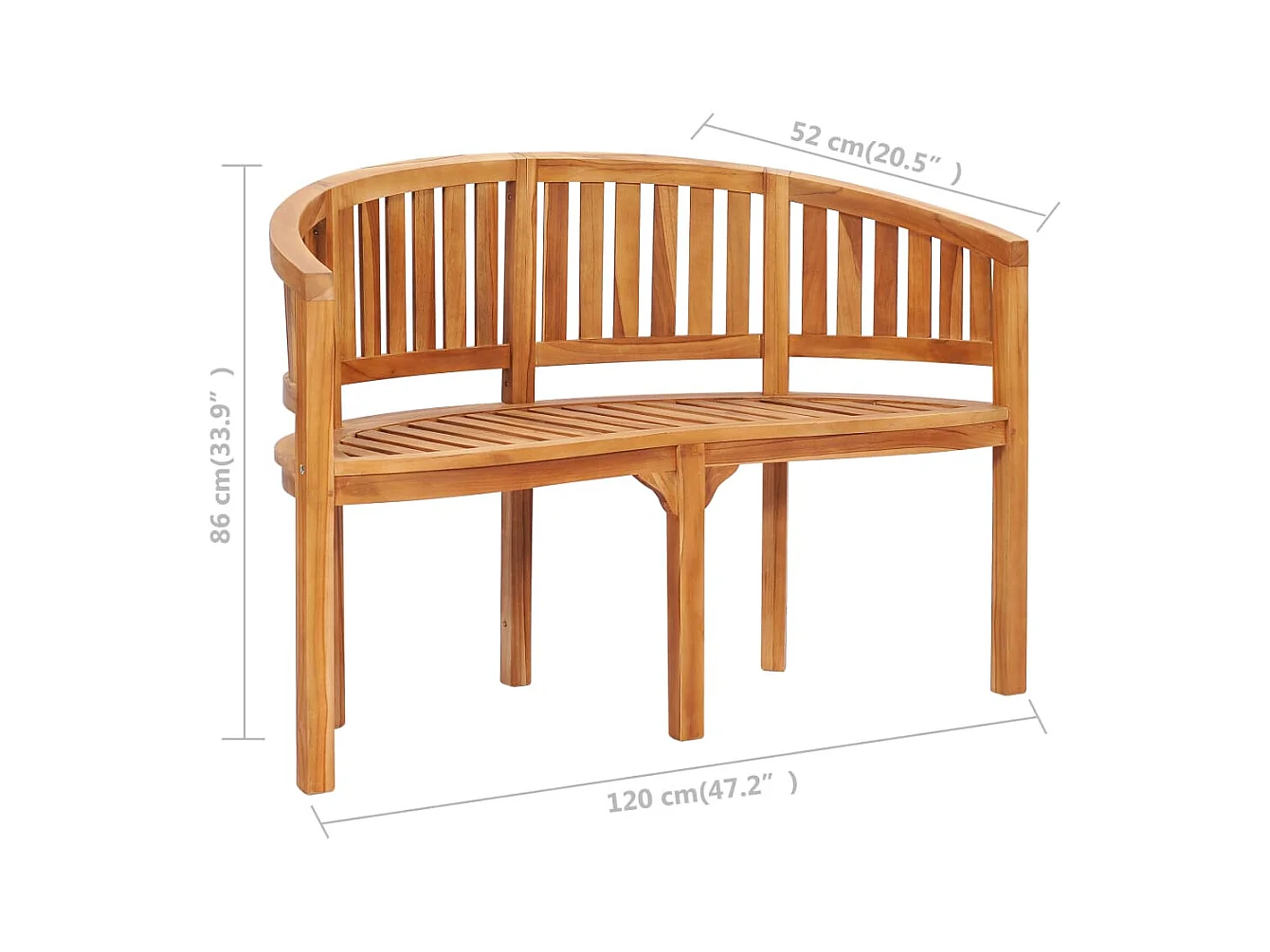 Banc de jardin en forme de banane 120 cm Teck solide