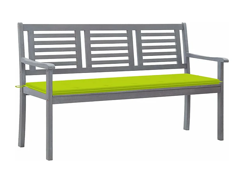 Banc de jardin 3 places avec coussin 150 cm Gris Eucalyptus