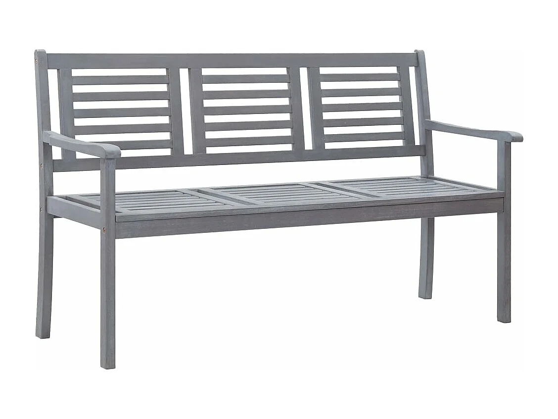 Banc de jardin 3 places avec coussin 150 cm Gris Eucalyptus