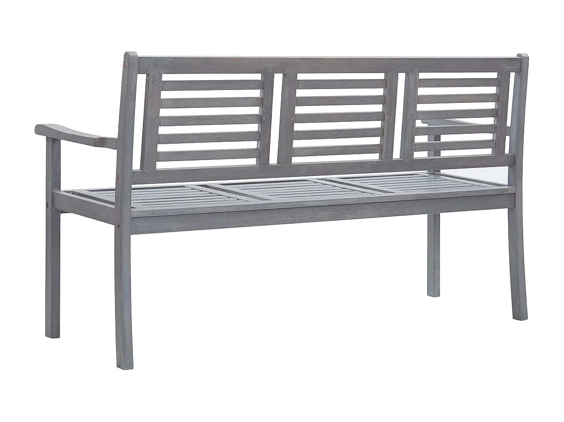 Banc de jardin 3 places avec coussin 150 cm Gris Eucalyptus
