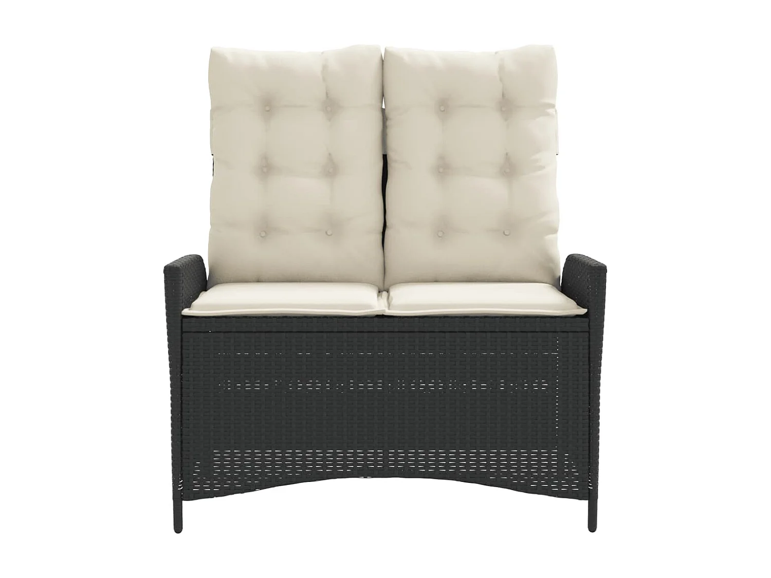 Banc inclinable de jardin avec coussins noir résine tressée