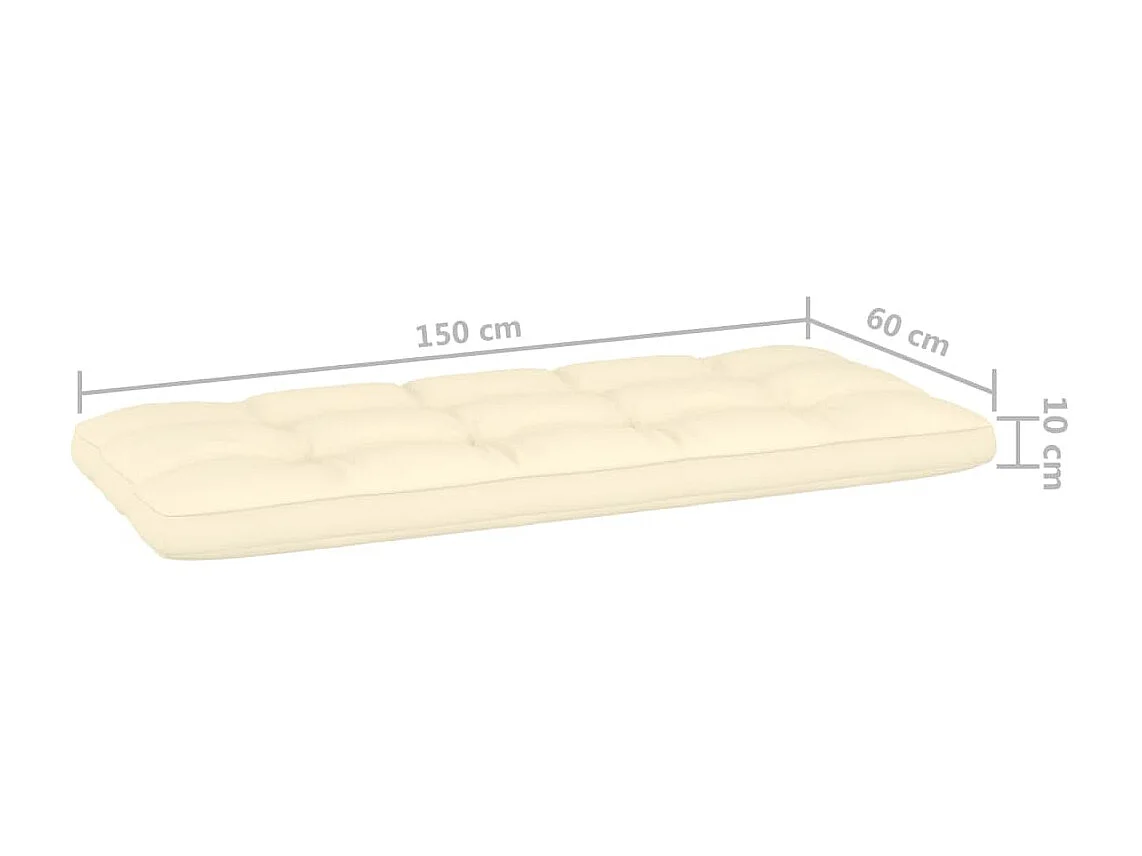 Banc de jardin avec coussins crème 179 cm Pin imprégné