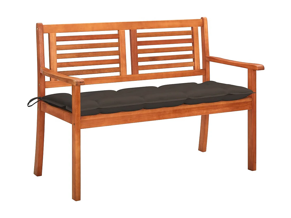 Banc de jardin 2 places avec coussin 120 cm Bois d'eucalyptus
