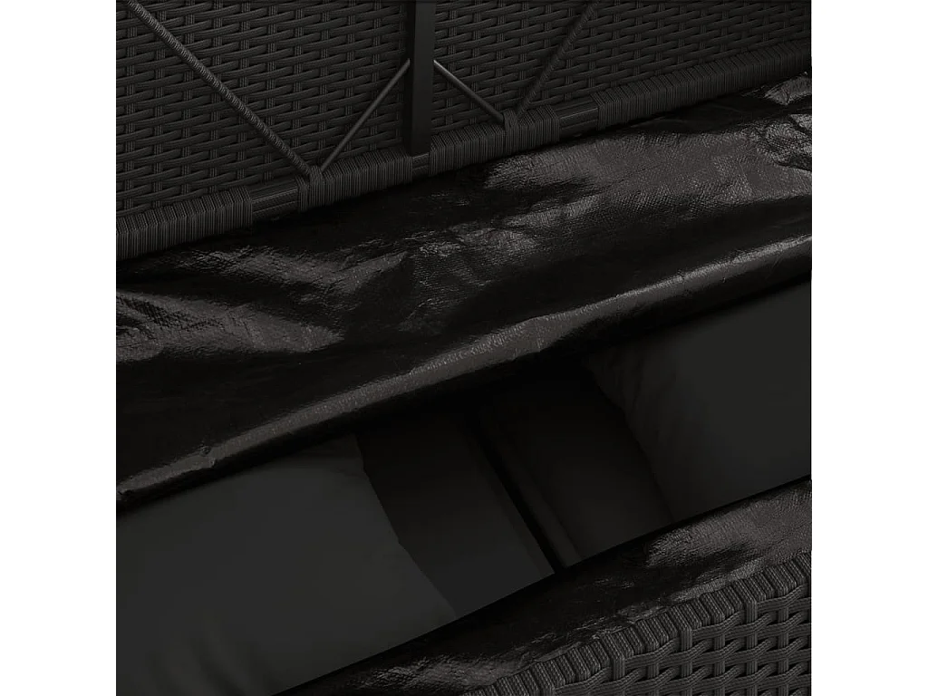 Banc de jardin avec coussins noir résine tressée