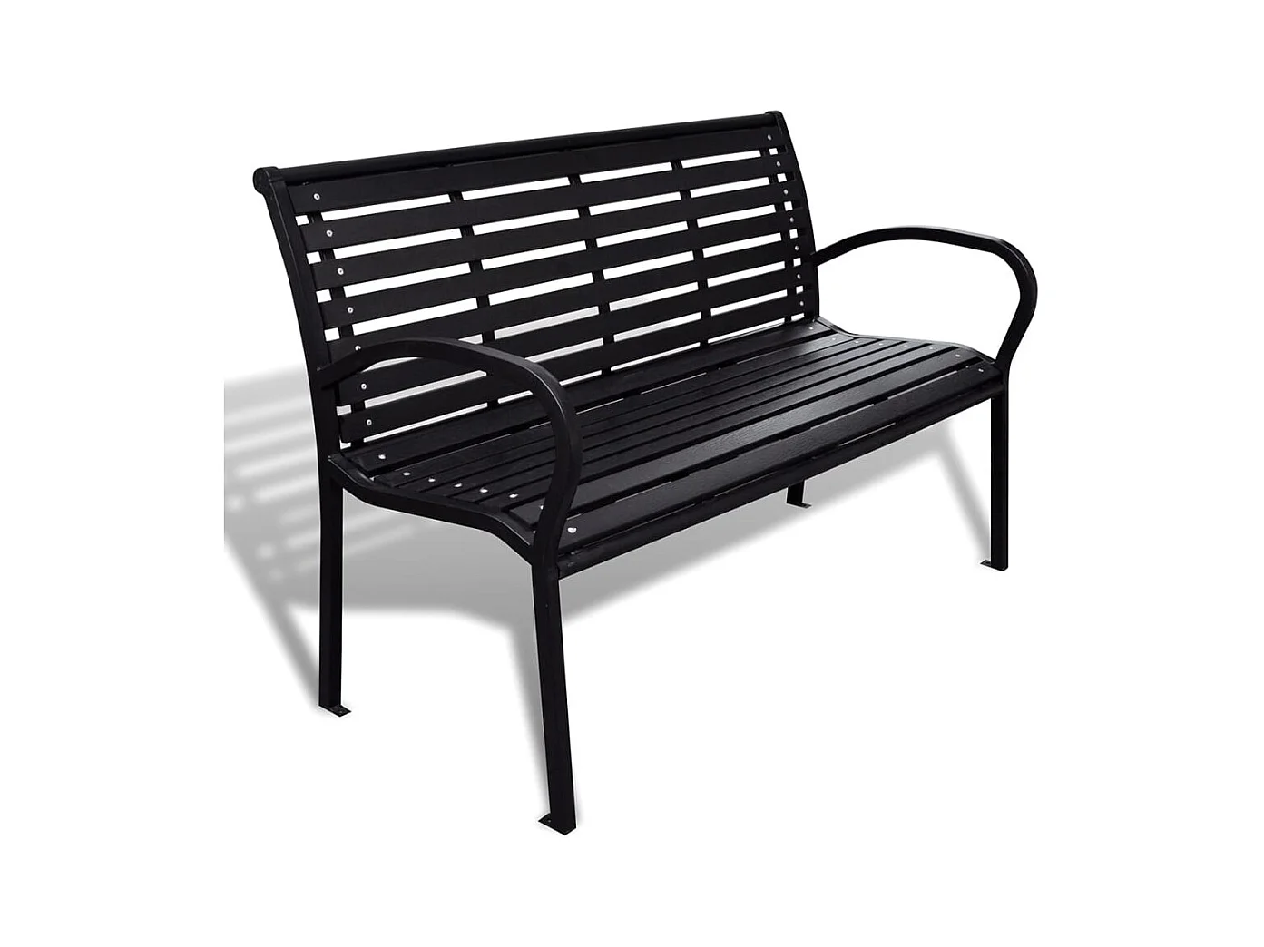 Banc de jardin 125 cm acier et WPC noir