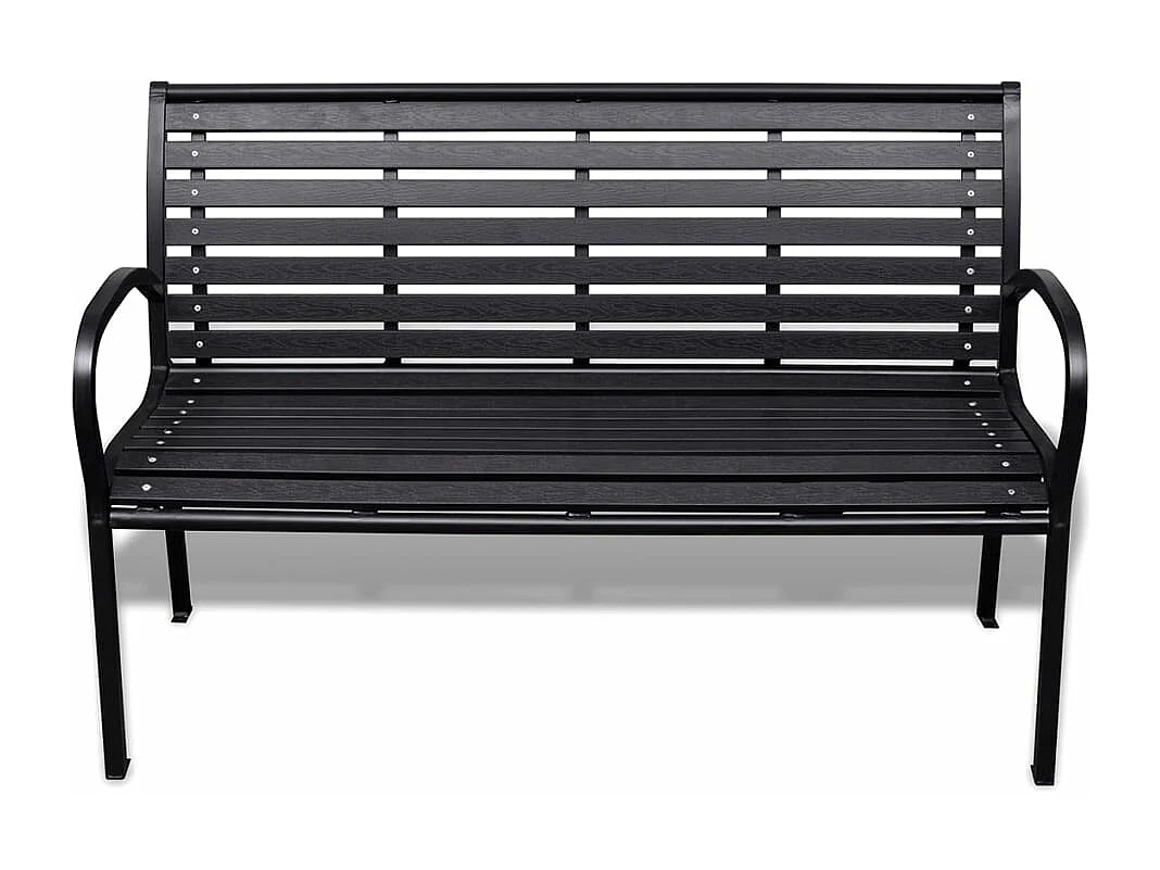 Banc de jardin 125 cm acier et WPC noir