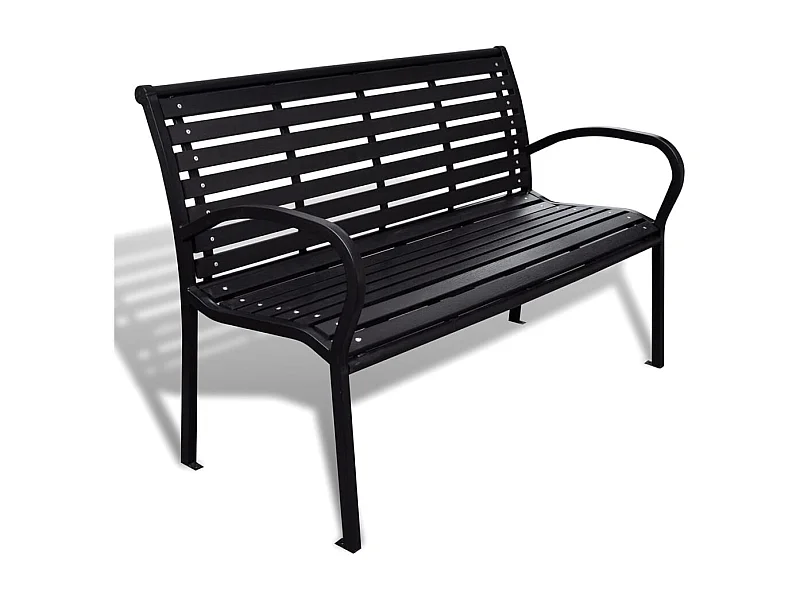 Banc de jardin 125 cm acier et WPC noir