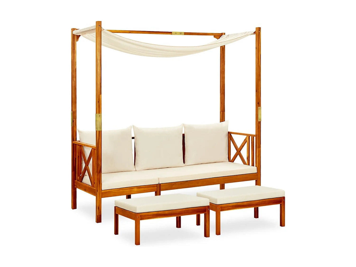 Banc de jardin avec auvent et repose-pieds Bois d'acacia solide