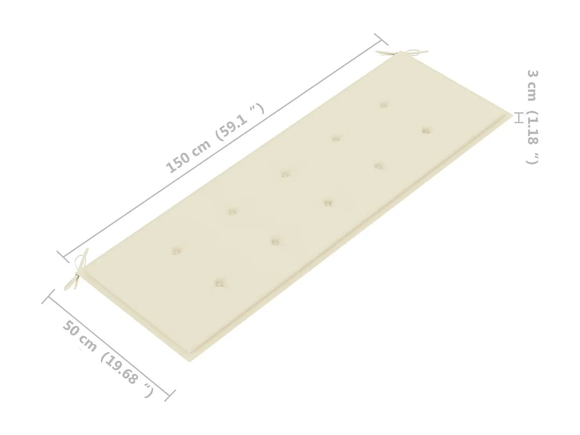 Banco de jardín apilable y cojín 159 cm Madera maciza de teca
