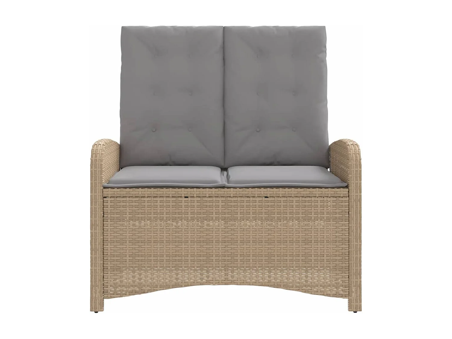 Panca da giardino reclinabile con cuscini in resina intrecciata beige