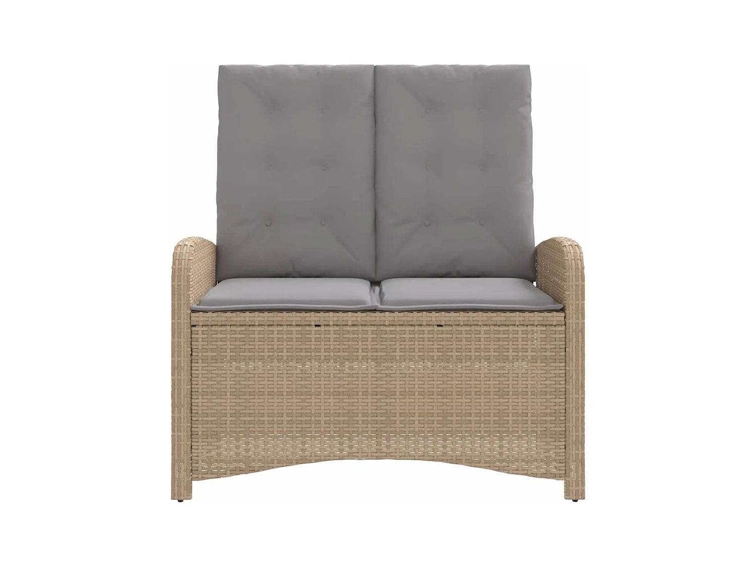 Panca da giardino reclinabile con cuscini in resina intrecciata beige