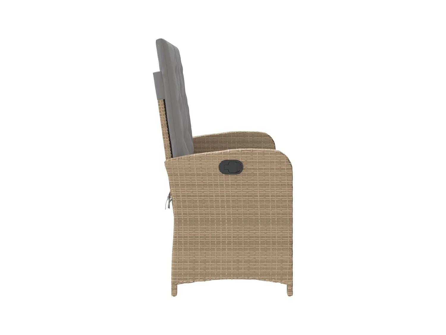 Panca da giardino reclinabile con cuscini in resina intrecciata beige