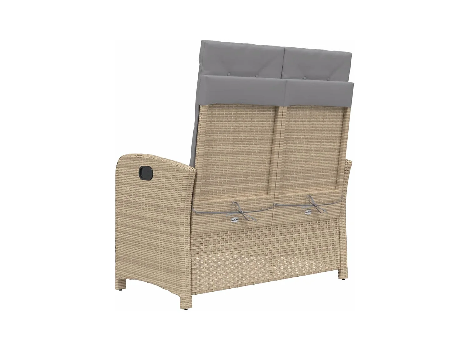 Panca da giardino reclinabile con cuscini in resina intrecciata beige