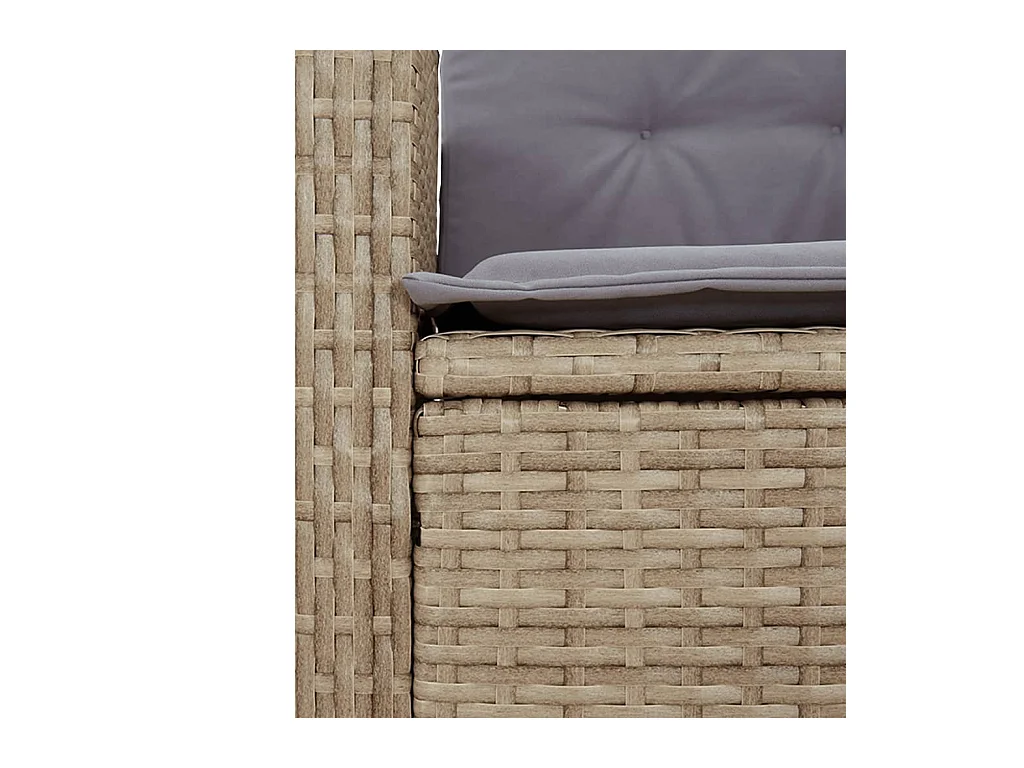 Panca da giardino reclinabile con cuscini in resina intrecciata beige