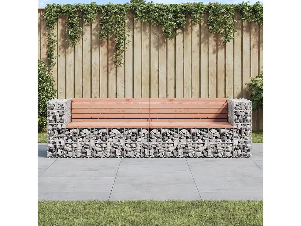 Banc de jardin design gabion 244x71x65,5 cm bois massif douglas