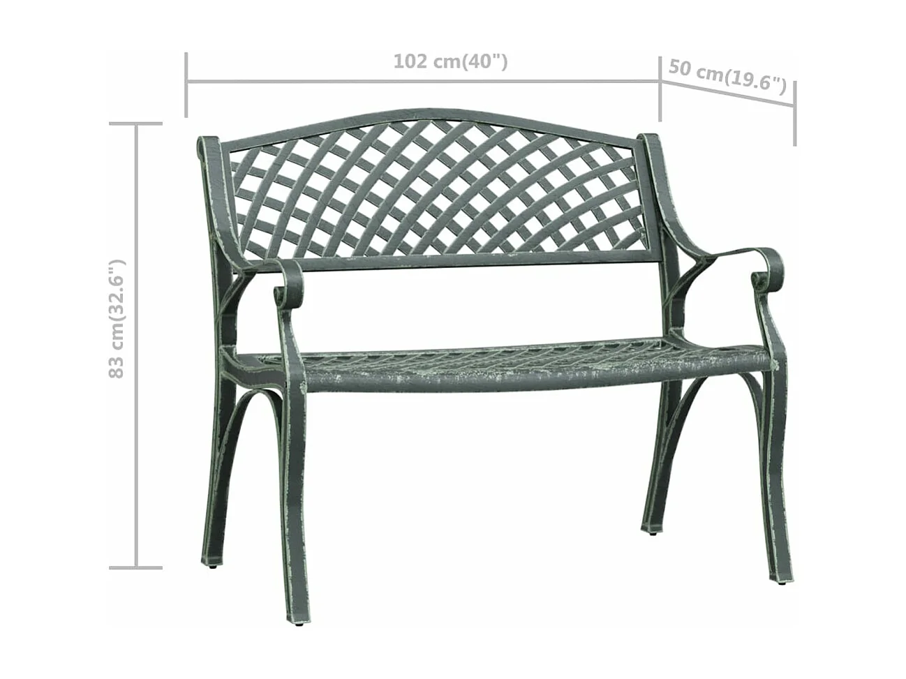 Banc de jardin 102 cm Aluminium coulé Vert