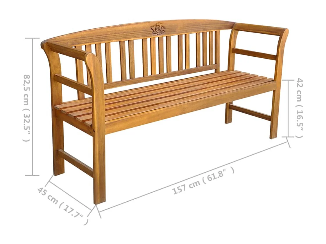 Gartenbank mit Kissen 157 cm Massives Akazienholz