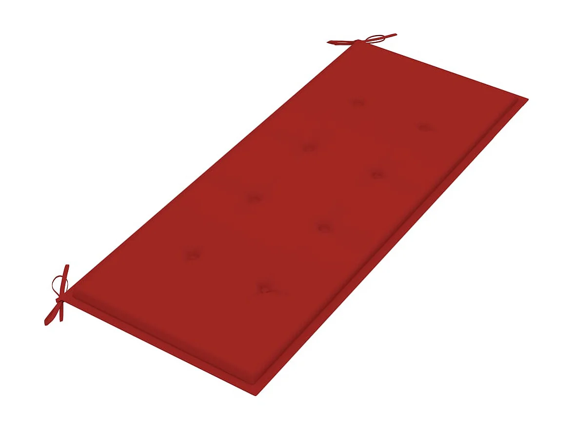 Banc Batavia avec coussin rouge 120 cm Bois de teck massif