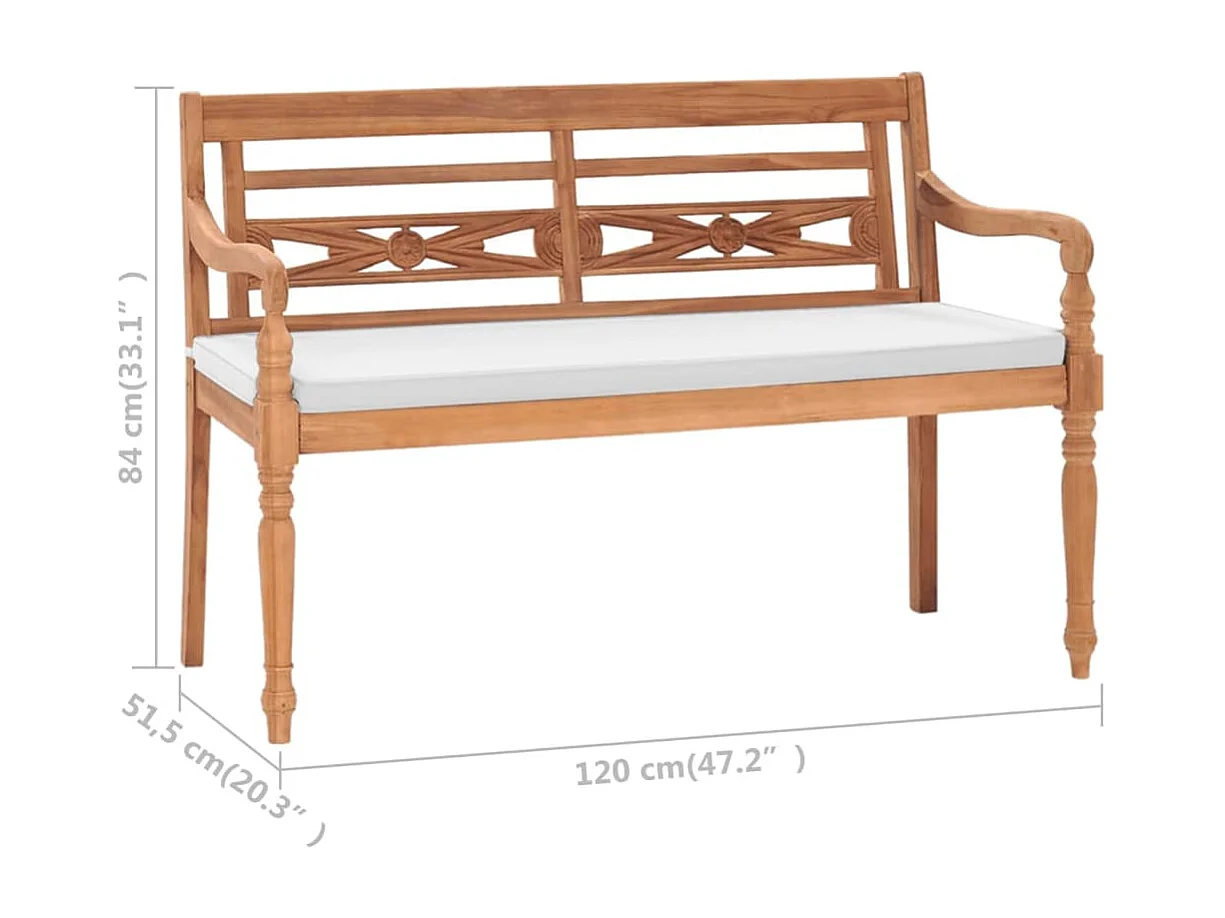 Banco Batavia con cojines 120 cm Teca