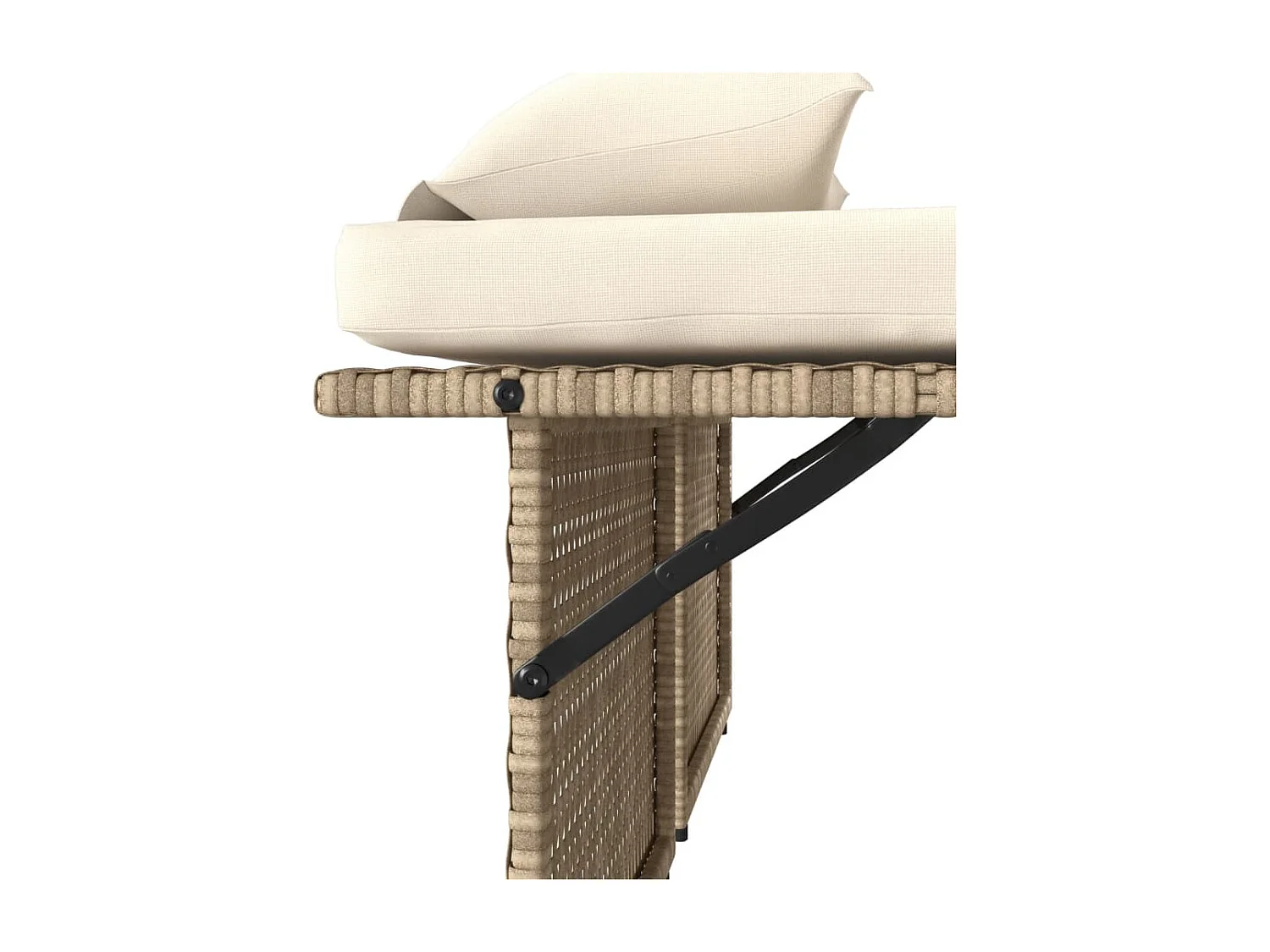 Banc inclinable de jardin avec coussins beige résine tressée