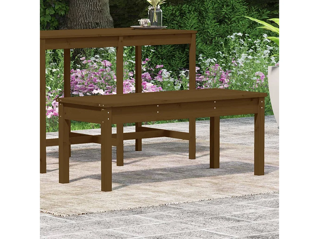 Panca da giardino marrone miele 109x44x45 cm in legno di pino massiccio