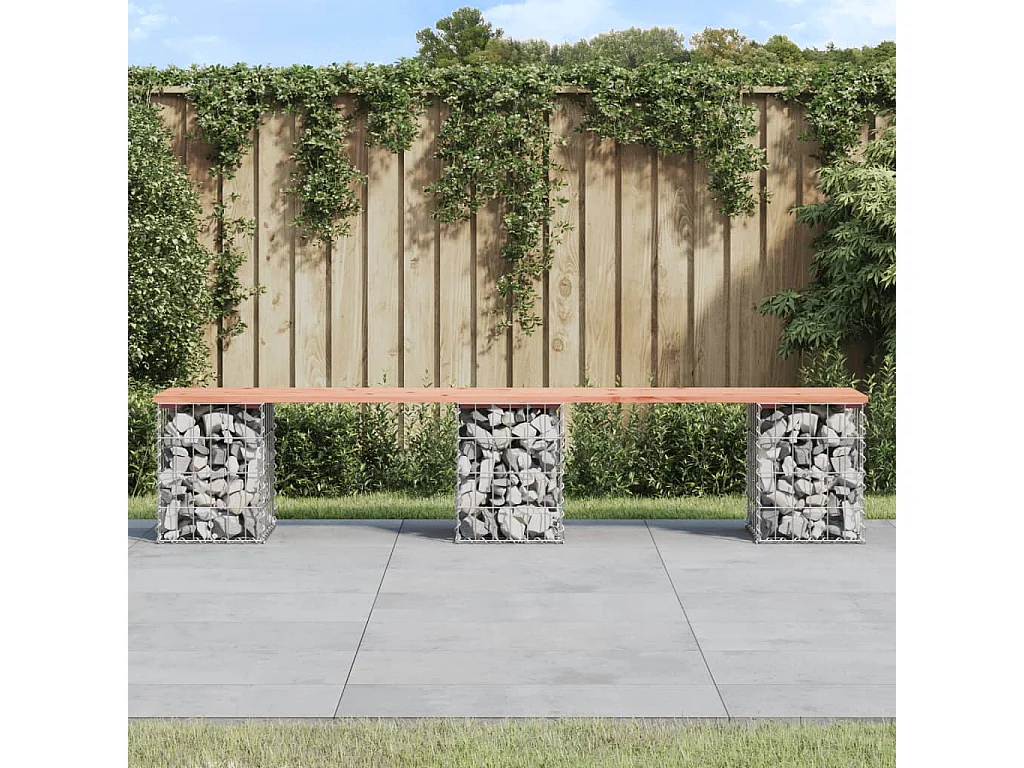 Banc de jardin design gabion 203x31x42cm bois massif de douglas