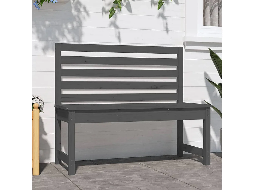 Banc de jardin gris 109 cm bois massif de pin