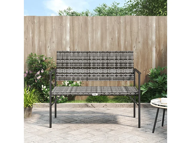 Banc de jardin à 2 places gris résine tressée