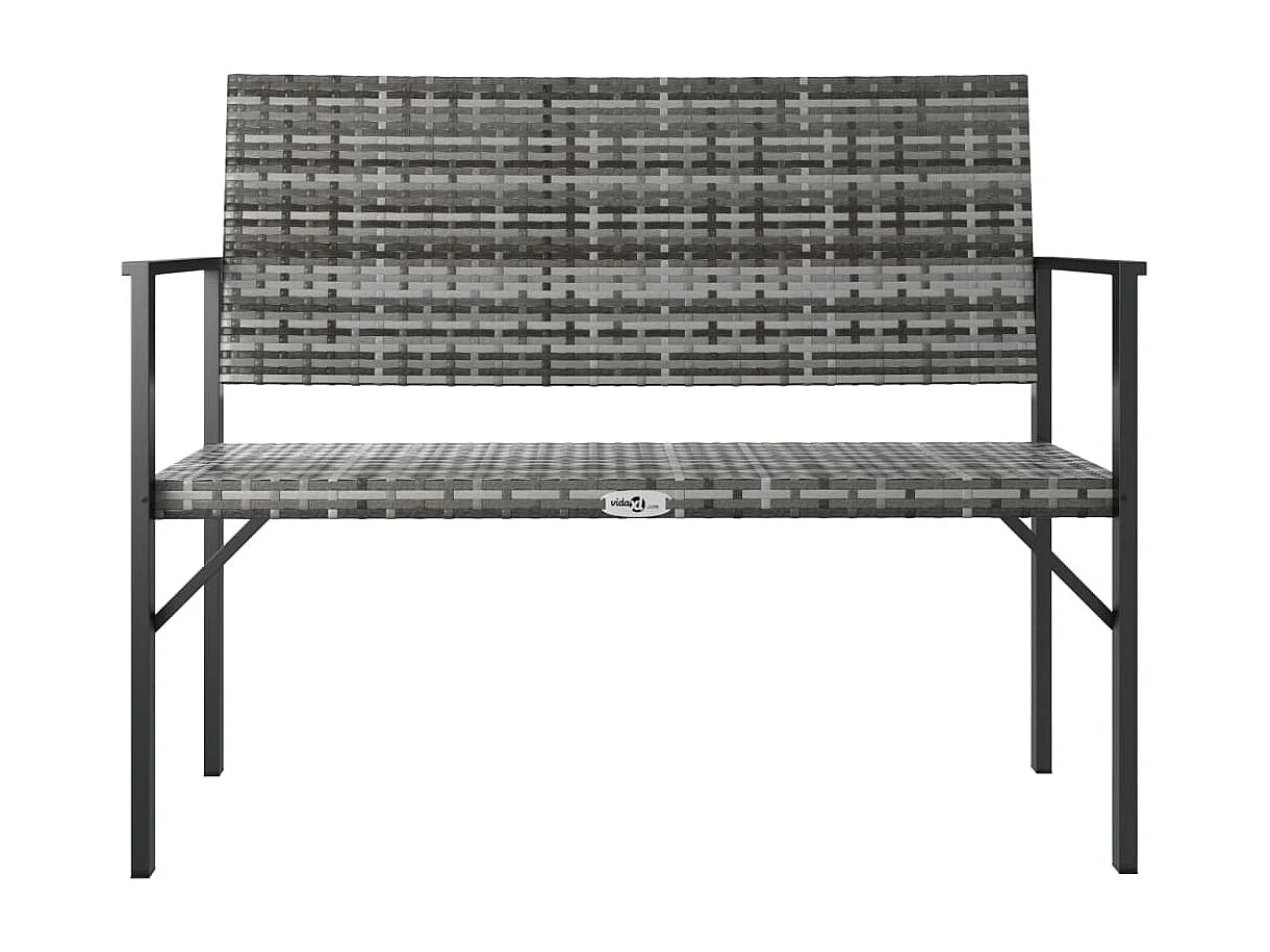 Banc de jardin à 2 places gris résine tressée