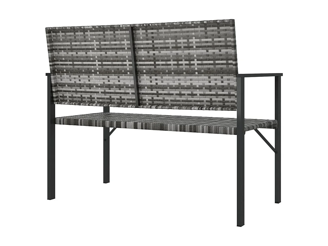 Banc de jardin à 2 places gris résine tressée