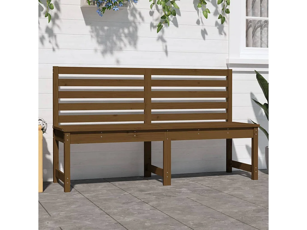 Banc de jardin marron miel 157,5 cm bois de pin massif