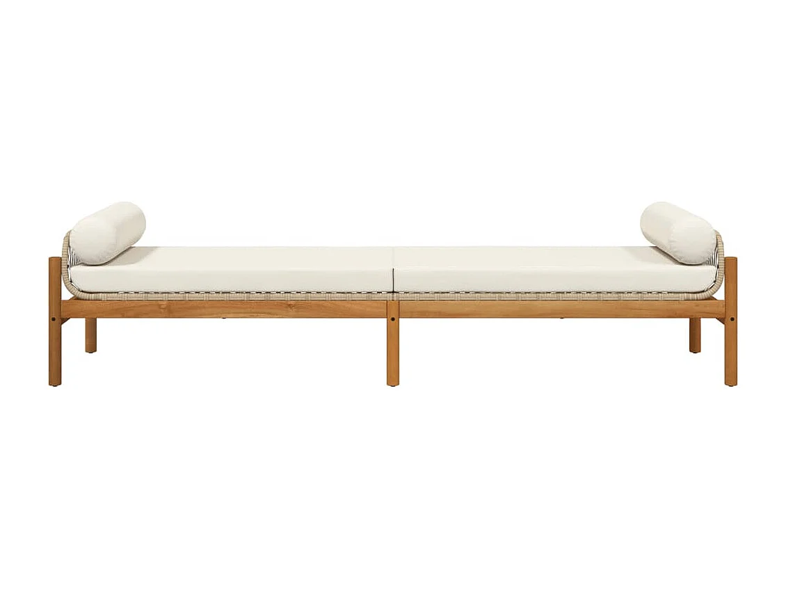 Banc de jardin avec coussin beige résine tressée acacia