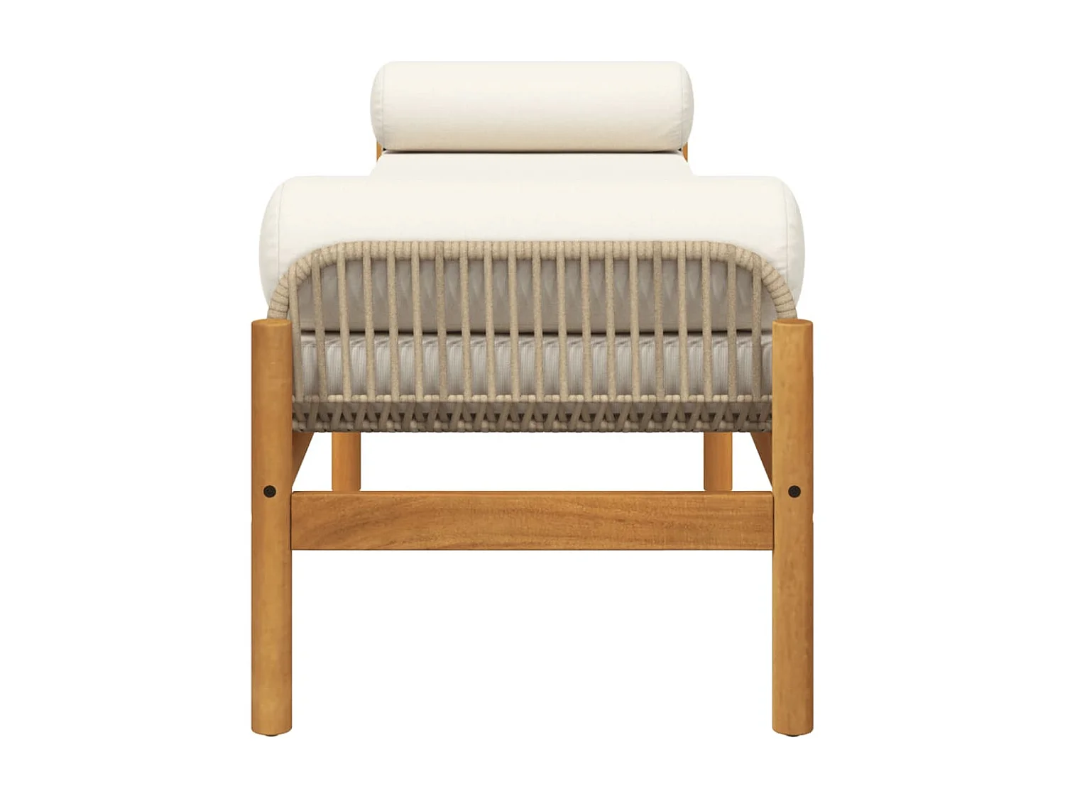 Banc de jardin avec coussin beige résine tressée acacia