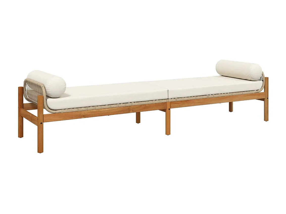 Banc de jardin avec coussin beige résine tressée acacia