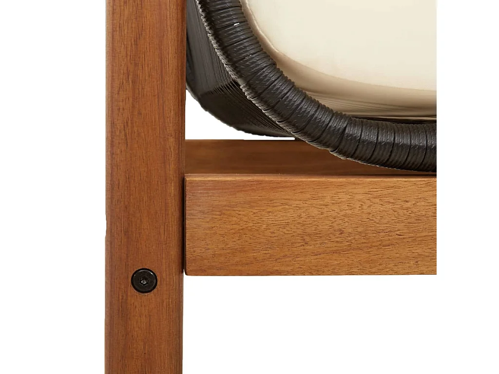 Banc de jardin avec coussin noir résine tressée acacia