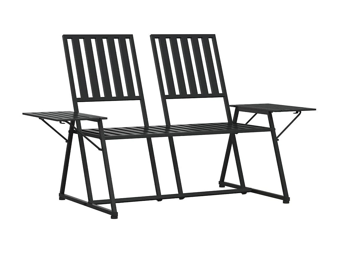 Banc de jardin 2 places 165 cm Noir Acier