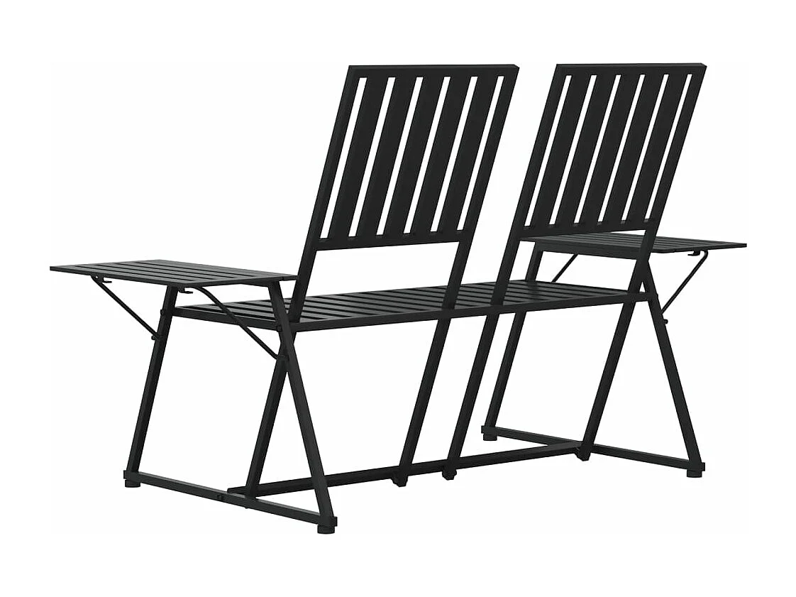 Banc de jardin 2 places 165 cm Noir Acier