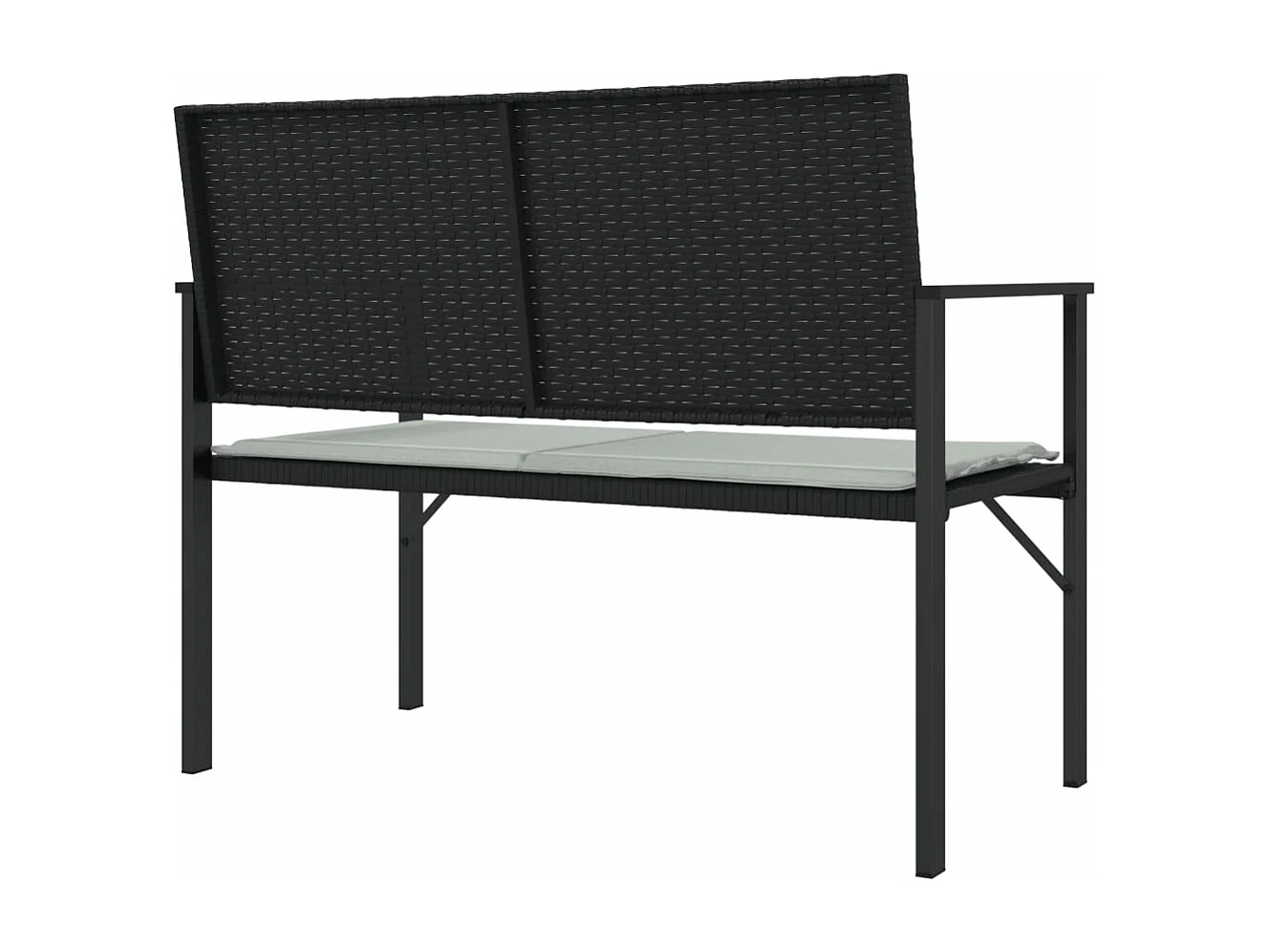 Banc de jardin à 2 places avec coussin noir résine tressée