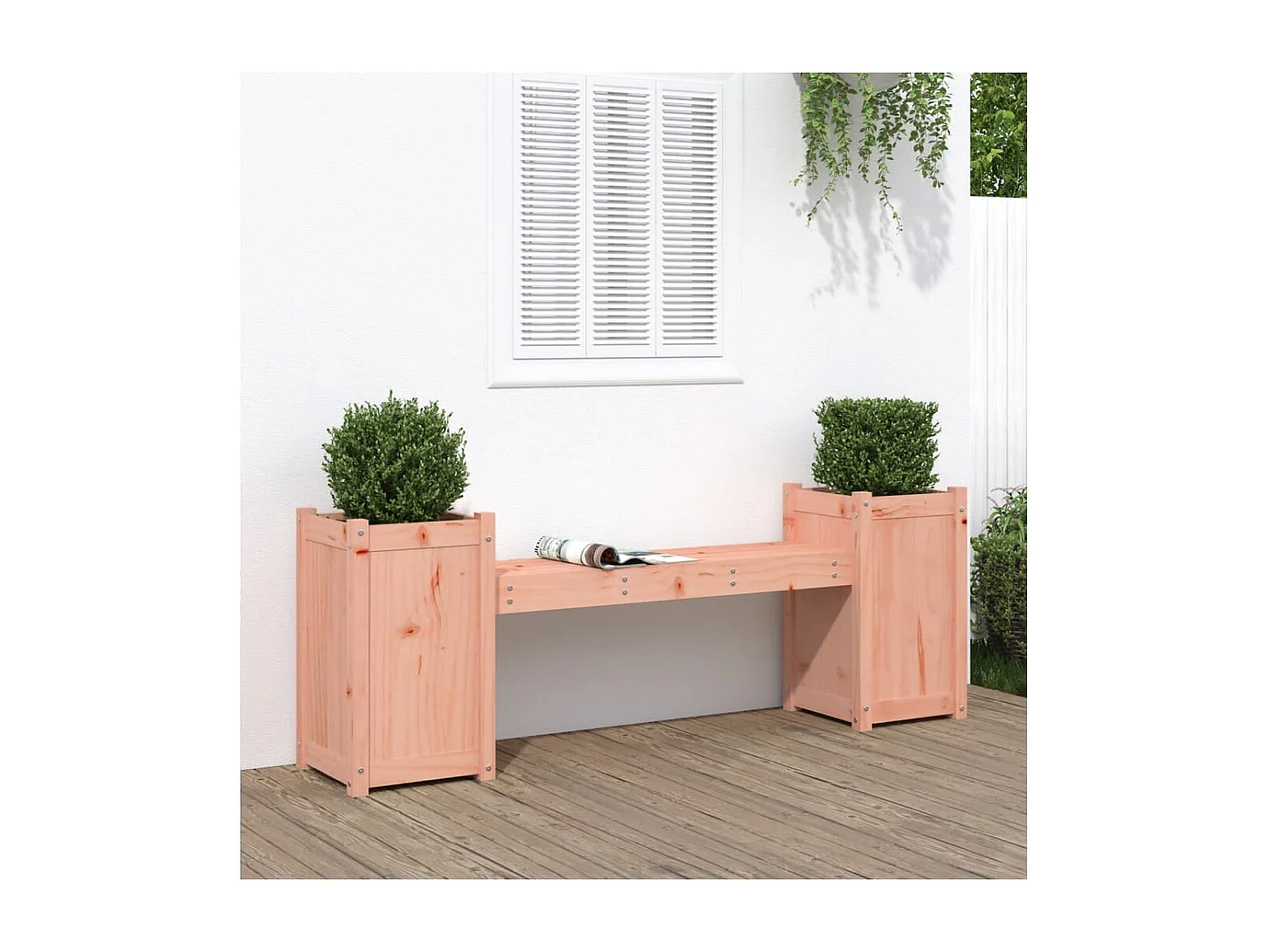 Bank met plantenbakken 180x36x63 cm massief Douglas sparrenhout