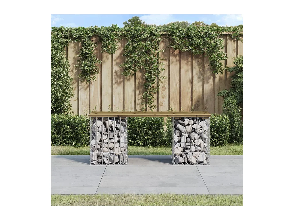 Gabion design tuinbank 103x31x42 cm geïmpregneerd grenenhout
