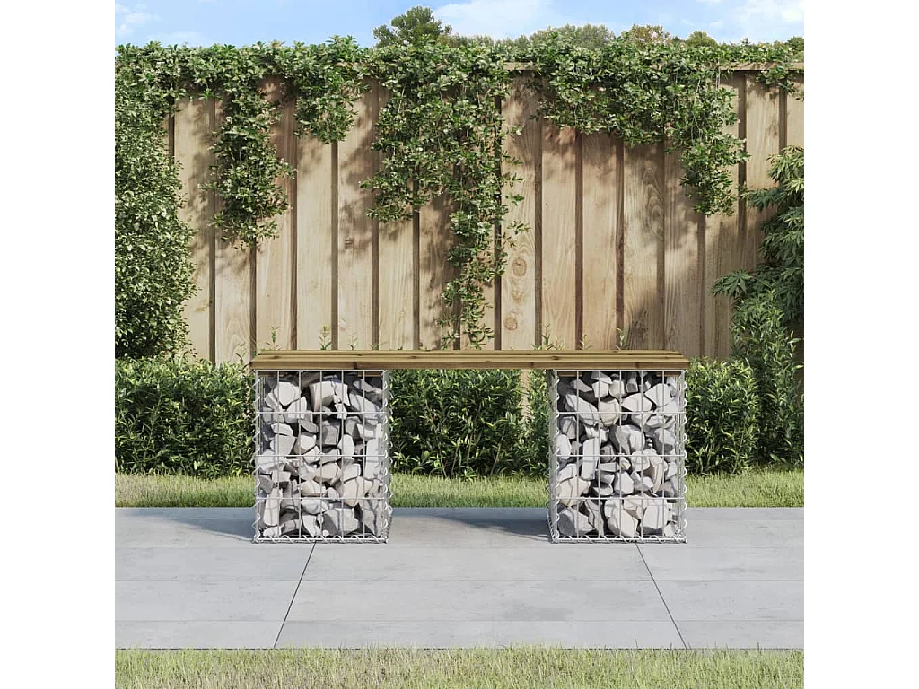 Panca da giardino gabbione design 103x31x42 cm in legno di pino impregnato