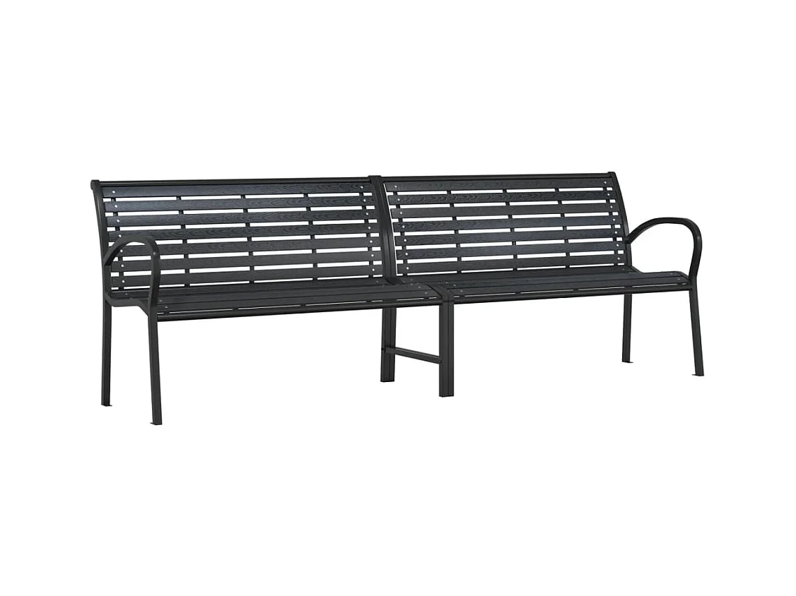 Panca da giardino doppia nera 231 cm in acciaio e WPC